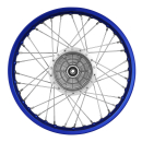 Speichenrad 1,6x16 Zoll Alufelge, blau eloxiert und poliert + Edelstahlspeichen