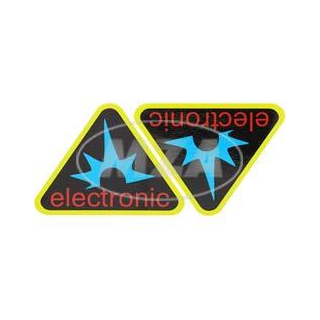 Paar Klebefolien - electronic-Dreieck, Rahmenfarbe: gelb - für Seitendeckel S50, S51