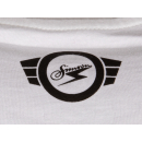 T-Shirt Farbe: weiß - Motiv: Schwalbe auf Olympiablau - 100% Baumwolle