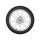 Komplettrad HINTEN- 1,50x16 Zoll - Alufelge poliert, Edelstahlspeichen + Reifen VRM094 montiert